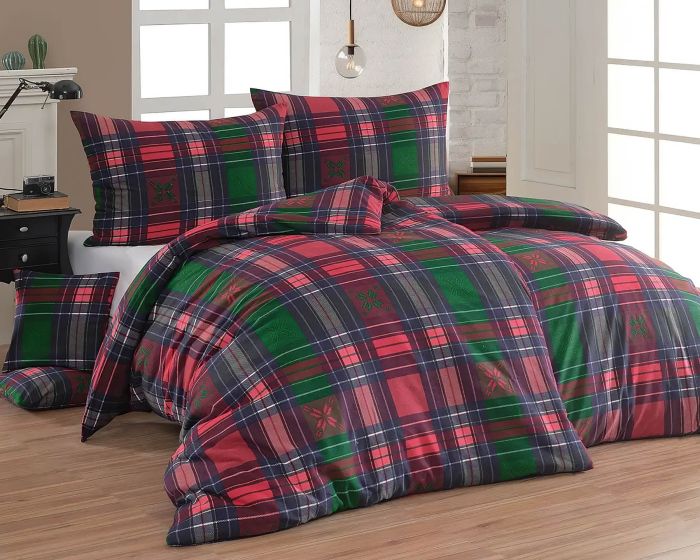 Povlečení Matějovský TAYLOR, červeno-zelené káro, flanel premium (více rozměrů)