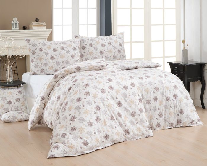 Povlečení Matějovský WINTER GLOW, vločky, béžové, (více materiálů, rozměrů)