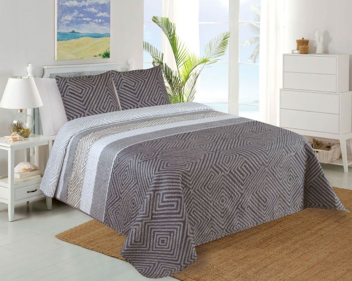 Přehoz na postel PLAZA šedo-hnědé pruhy, 140x220cm, jednolůžkový + povlak 45 x 45cm