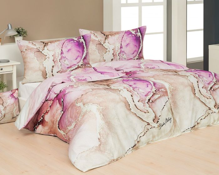 Sada 2 ks povlečení BLANKA MATRAGI - PRAMEN, růžovo-béžové, bavlněný MAKO satén, digitál, 140x200cm + 70x90cm