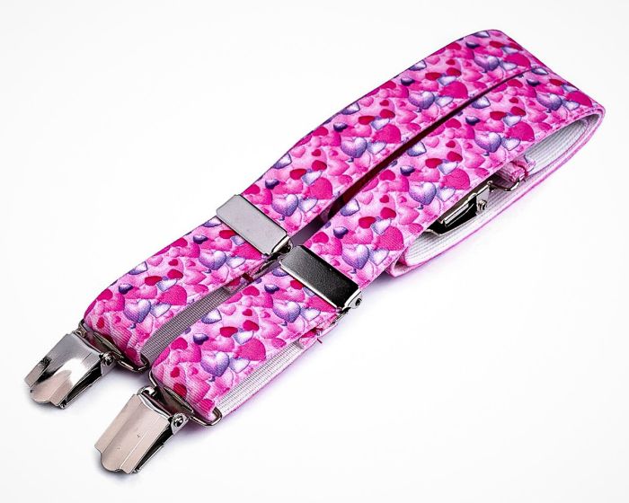 Šle dětské, délka 70cm, šíře 2,5cm, tvar Y, SRDÍČKA růžové, 650249/24