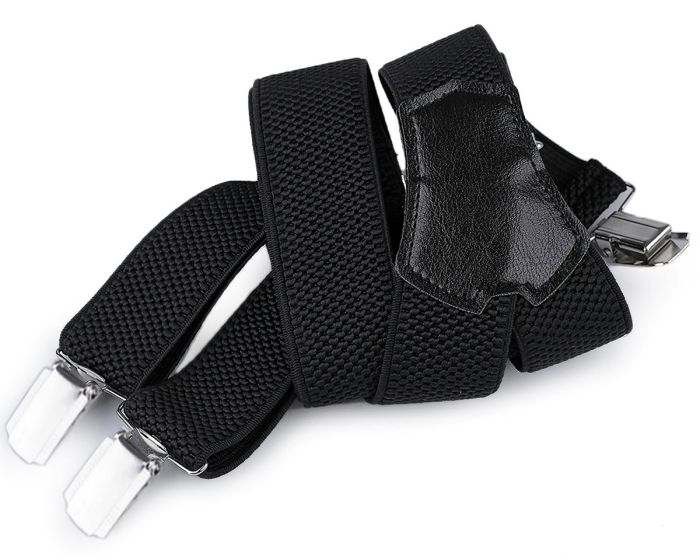 Šle pánské s texturou, délka 120cm, šíře 3,5cm, tvar Y, černé, 650265/03