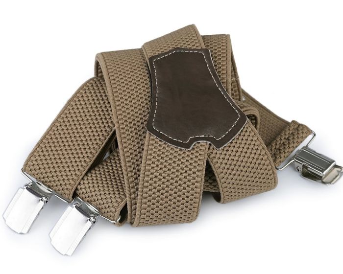 Šle pánské s texturou, délka 120cm, šíře 3,5cm, tvar Y, béžové, 650265/09