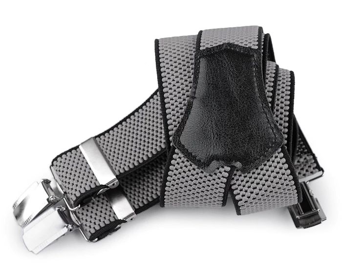 Šle pánské s texturou, délka 120cm, šíře 3,5cm, tvar Y, světle šedé, 650265/16