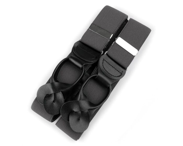 Šle pánské na knoflíky, délka 120cm, šíře 3,5cm, tvar Y, šedé jednobarevné, 650266/29