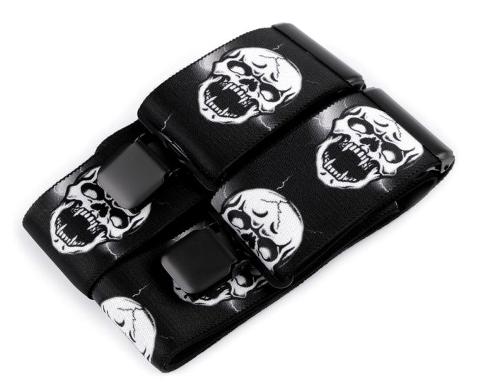 Šle pánské MOTORKÁŘSKÉ - LEBKA ČERNÁ, délka 120cm, šíře 5cm, tvar Y, černé, 650369/03