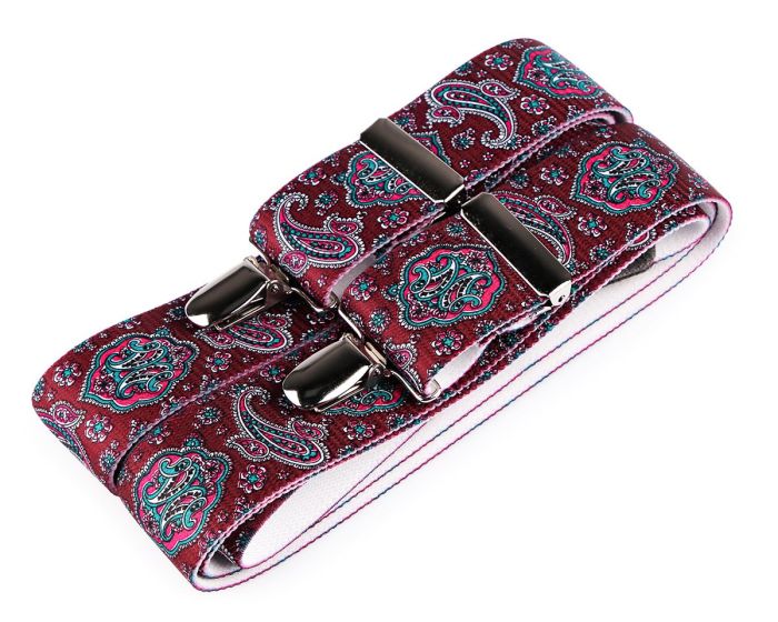 Šle pánské PAISLEY - KAŠMÍROVÝ VZOR, délka 120cm, šíře 3,5cm, tvar Y, bordó, 650386/02