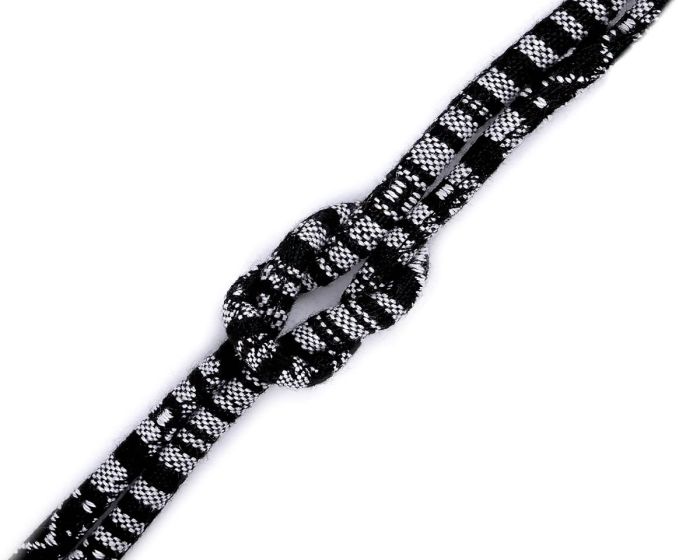 Šňůrka kulatá s výplní 310199/5, indiánský motiv, černá, průměr 6mm (šňůra na metry)