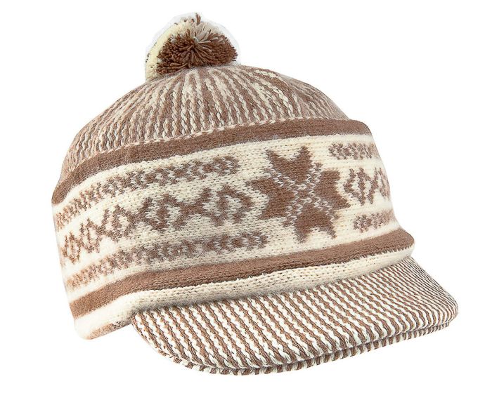 Pánská čepice zmijovka s kšiltem TONAK TARPIA světle hnědá-smetanová, univerzální velikost