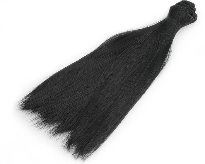 Paruka / vlasy pro panenky 800899/3 černá, délka vlasů 20cm, návin 1m