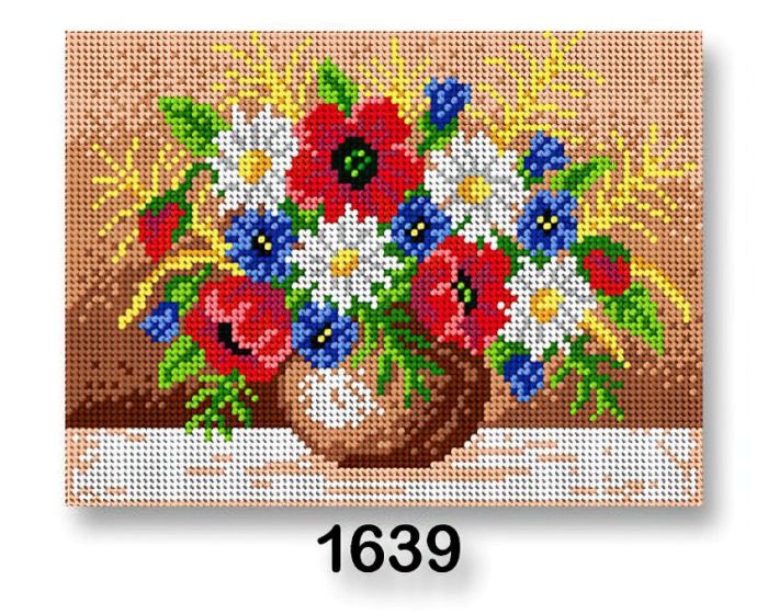 Vyšívací předloha, obrázek na vyšívání 70246/1639, květiny 5, červená, 18x24cm