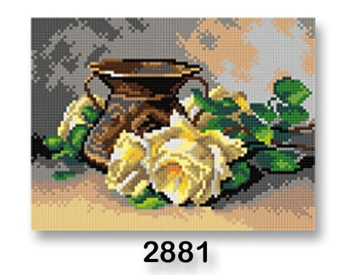 Vyšívací předloha, obrázek na vyšívání 70246/2881 Catherina Klein zátiší se žlutými růžemi, 18x24cm