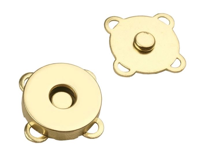 Zapínání na kabelku 730018/2, průměr 18mm, magnetické, zlatá, kov, 1 pár