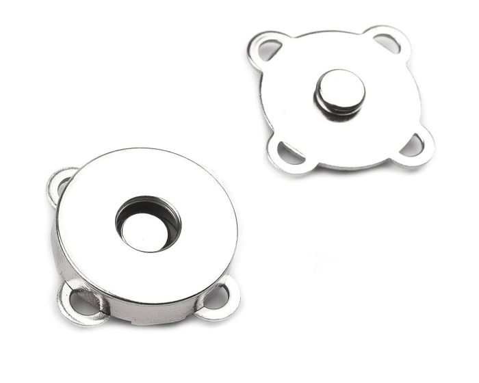 Zapínání na kabelku 730018/3, průměr 18mm, magnetické, nikl, stříbrná, kov, 1 pár