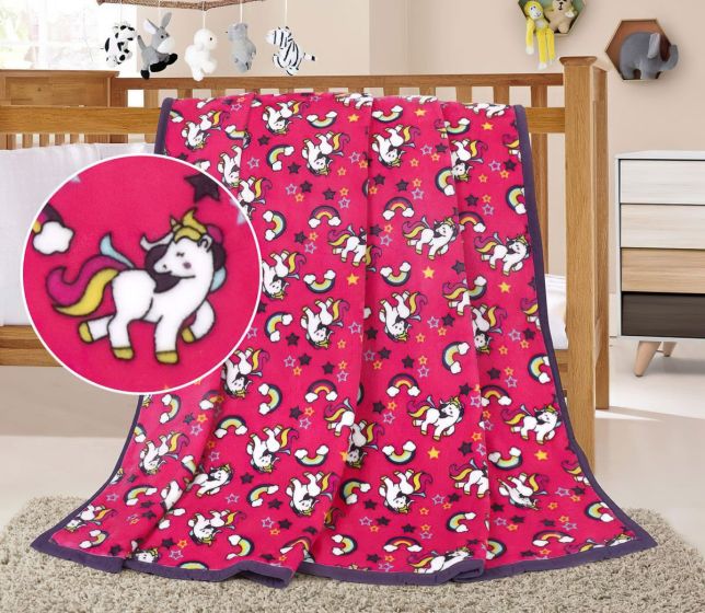 Dětská deka ELLA KORALL MICRO JEDNOROŽEC S DUHOU NA RŮŽOVÉ, 100x155cm