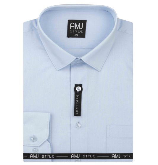 Pánská košile AMJ, světle modrá s vytkávaným vzorem, VD003, dlouhý rukáv (regular + slim-fit + prodloužený slim-fit)
