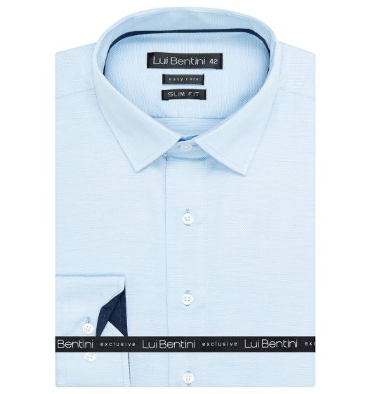 Pánská košile Lui Bentini, světle modrá vzorovaná LDS230, dlouhý rukáv, slim fit