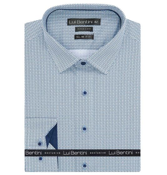 Pánská košile Lui Bentini, světle modrá vzorovaná LDS231, dlouhý rukáv, slim fit