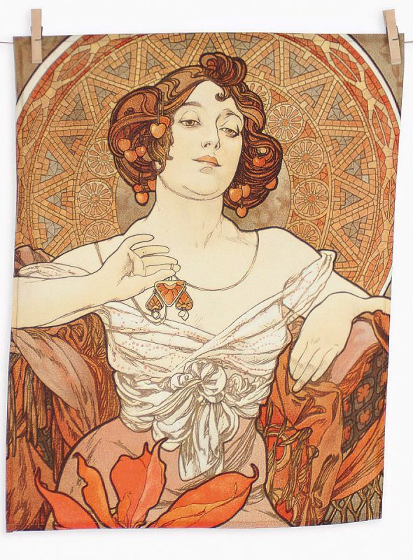 Utěrky ALFONS MUCHA RUBY, béžovo-hnědé, 2 kusy 50x64cm