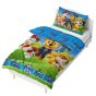 Povlečení dětské TLAPKOVÁ PATROLA BĚŽÍME DO AKCE, modré, mikroplyš, 140x200cm + 70x90cm