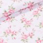 Bavlněné plátno ABBIE 302, růžové růžičky na bílé, š.140cm (látka v metráži)