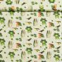 Bavlněné plátno dětské POLO žabky v rákosí na zelené, š.140cm (látka v metráži)