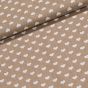 Bavlněné plátno bílá srdíčka na béžové, š.140cm (látka v metráži)