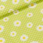 Bavlněné plátno MATY 1620306/04 kopretiny a tečky na zelené, š.140cm (látka v metráži)