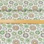 Bavlněné plátno POLO zeleno-oranžové mandaly, š.160cm (látka v metráži)