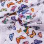 Bavlněné plátno vaflovina, utěrkovina / štola na metráž 703023 barevní motýli na šedé, š. 50cm (látka v metráži)