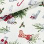 Bavlněné plátno vánoční 103000/16800, stromečky a dárky na bílé, š.140cm (látka v metráži)