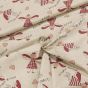 Bavlněné plátno vánoční 8043607-01, vínoví andílci na režné, š.150cm (látka v metráži)