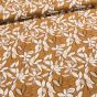 Bavlněný úplet FRENCH TERRY 7070-006 světlé květiny na hnědé, š.150cm (látka v metráži)