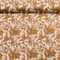 Bavlněný úplet FRENCH TERRY 7070-006 světlé květiny na hnědé, š.150cm (látka v metráži)