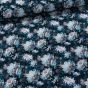 Bavlněný úplet TEPLÁKOVINA DIGÁLNÍ TISK 6-18523, květy na modré, š.140cm (látka v metráži)