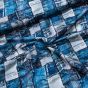 Bavlněný úplet TEPLÁKOVINA DIGÁLNÍ TISK 6-24923, modré riflové záplaty, š.142cm (látka v metráži)