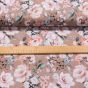 Bavlněný úplet TEPLÁKOVINA 4842 1075, lososové květy na starorůžové, š.185cm (látka v metráži)