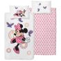 Dětské povlečení do postýlky MINNIE A MOTÝLCI, růžovo-bílá, bavlna hladká, 100x135cm + 40x60cm