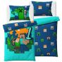 Dětské povlečení MINECRAFT ALEX A STEVE, modro-tyrkysové, bavlna hladká, 140x200cm + 70x90cm