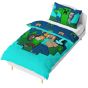 Dětské povlečení MINECRAFT ALEX A STEVE, modro-tyrkysové, bavlna hladká, 140x200cm + 70x90cm