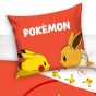 Dětské povlečení POKÉMON EEVE A PIKACHU, červené, bavlna hladká, 140x200cm + 70x90cm 