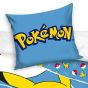 Dětské povlečení POKÉMON PIKACHU A POKÉBALL, modré, bavlna hladká, 140x200cm + 70x90cm 
