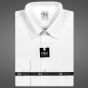 Pánská košile AMJ bílá s vetkávaným vzorem VK838, krátký rukáv (regular + slim fit)