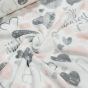 Mikroflanel / flanel fleece 6421 153, růžová a šedá srdíčka na bílé, š.150cm, (látka v metráži)