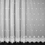Organzová záclona 27018, vyšívané ornamenty, s bordurou, bílá (více výšek, v metráži)