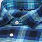 Pánská košile LUIZ BRUNO 174 flanelová, modro-tyrkysové káro, dlouhý rukáv, regular fit