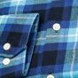 Pánská košile LUIZ BRUNO 174 flanelová, modro-tyrkysové káro, dlouhý rukáv, regular fit