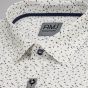 Pánská košile AMJ bavlněná, bílá s modrými a hnědými vlnkami, VDBR1309, dlouhý rukáv (regular + slim-fit + prodloužený slim-fit)