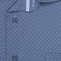 Pánská košile AMJ bavlněná, modrá s tečkovanými pětiúhelníky VDBR1394, dlouhý rukáv (regular + slim-fit + prodloužená délka)