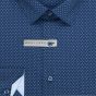 Pánská košile AMJ bavlněná, modrá se světle modrými trojúhelníčky VDBR1411, dlouhý rukáv (regular + slim-fit + prodloužená délka)